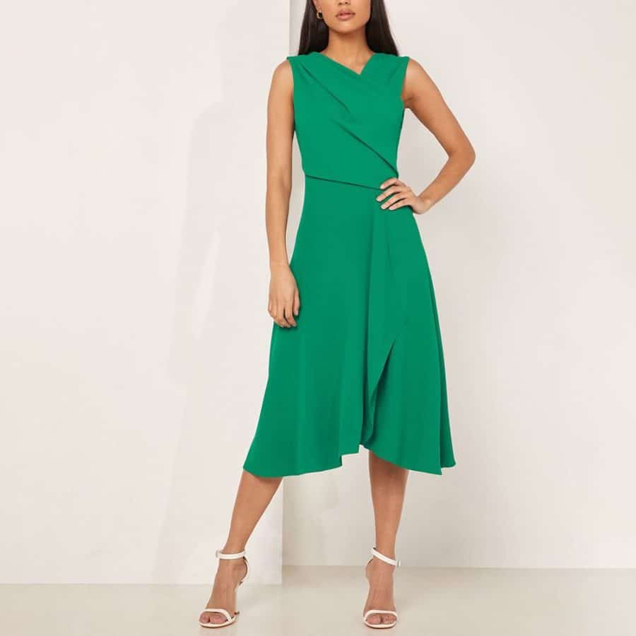 reiss MARLING WRAP FRONT MIDI DRESS green 4 result