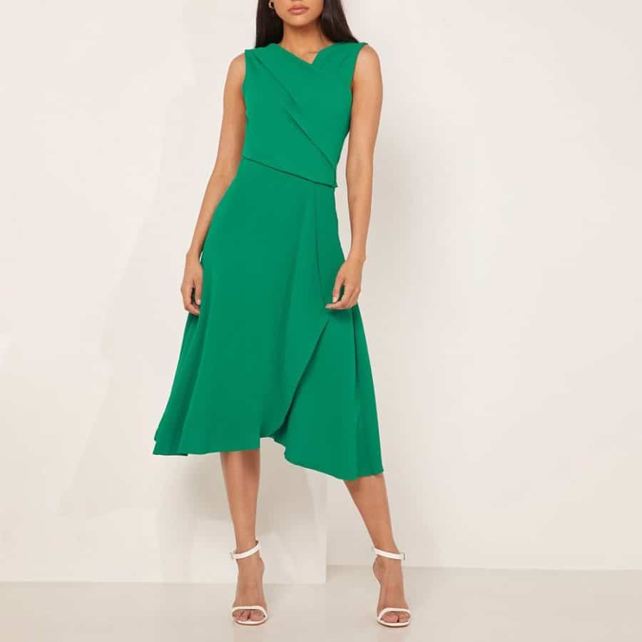 reiss MARLING WRAP FRONT MIDI DRESS green result