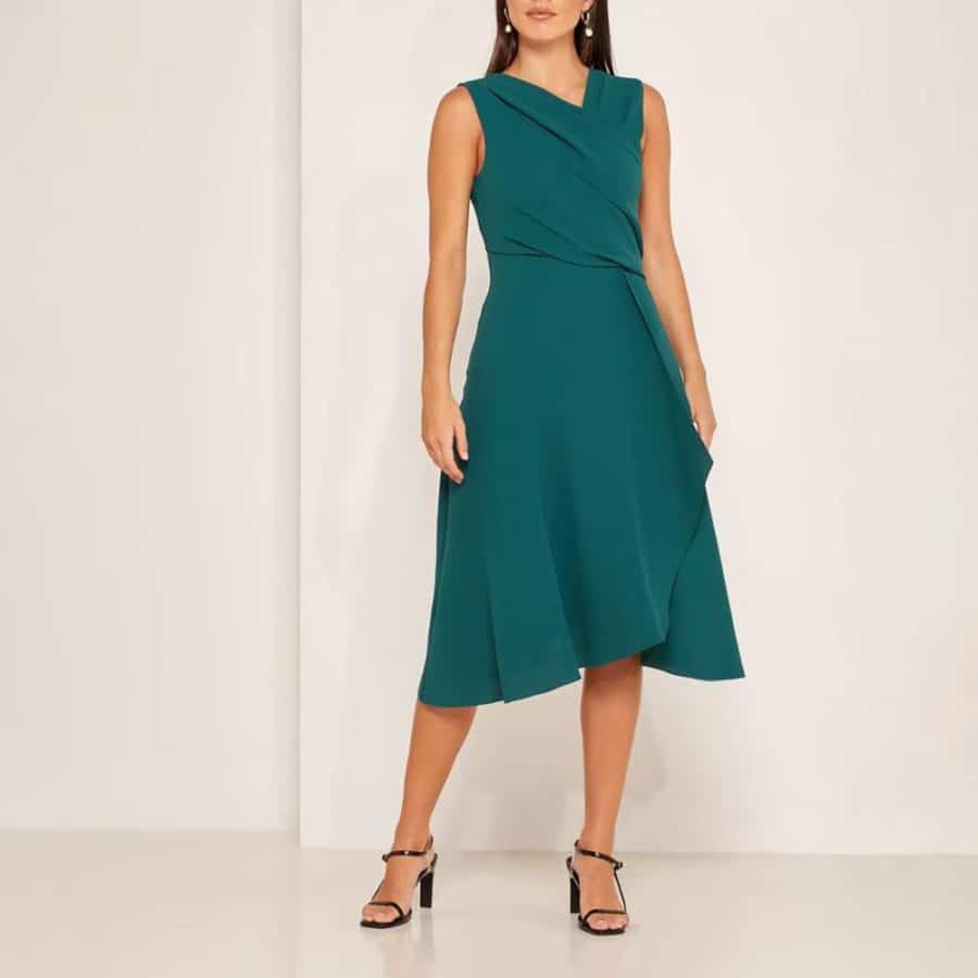 reiss MARLING WRAP FRONT MIDI DRESS teal 4 result