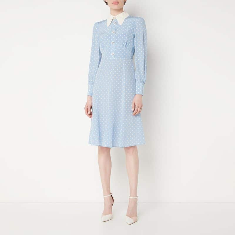 L.K.Bennett Mathilde Pale Blue And Cream Spot Print Silk Summer Tea Dress 2 result
