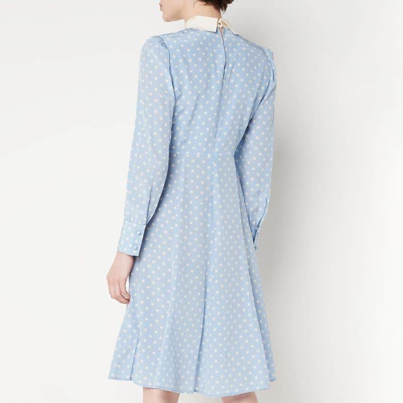 L.K.Bennett Mathilde Pale Blue And Cream Spot Print Silk Summer Tea Dress 3 result