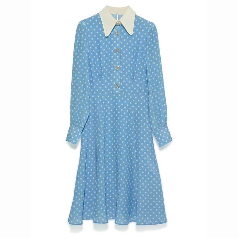 L.K.Bennett Mathilde Pale Blue And Cream Spot Print Silk Summer Tea Dress 5 result