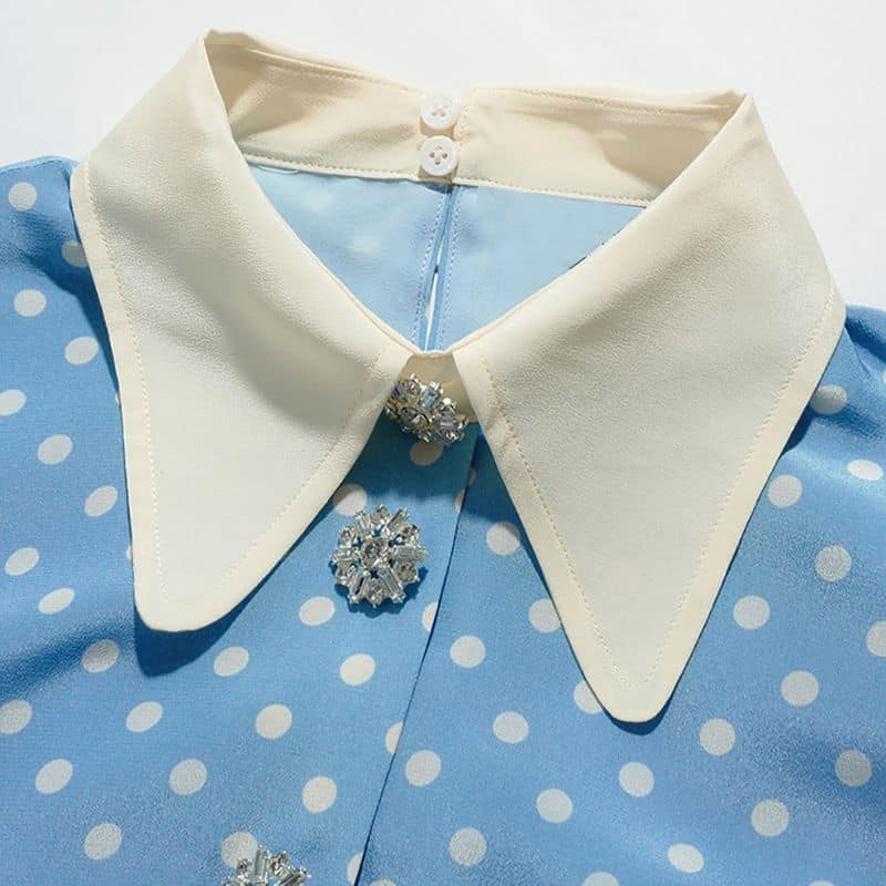 L.K.Bennett Mathilde Pale Blue And Cream Spot Print Silk Summer Tea Dress 7 result