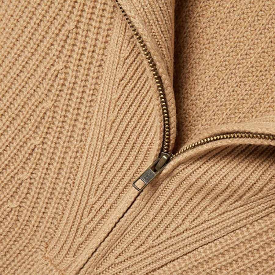 NILI LOTAN Hester Ribbed knit Cashmere Half zip Sweater In Tan 5 result