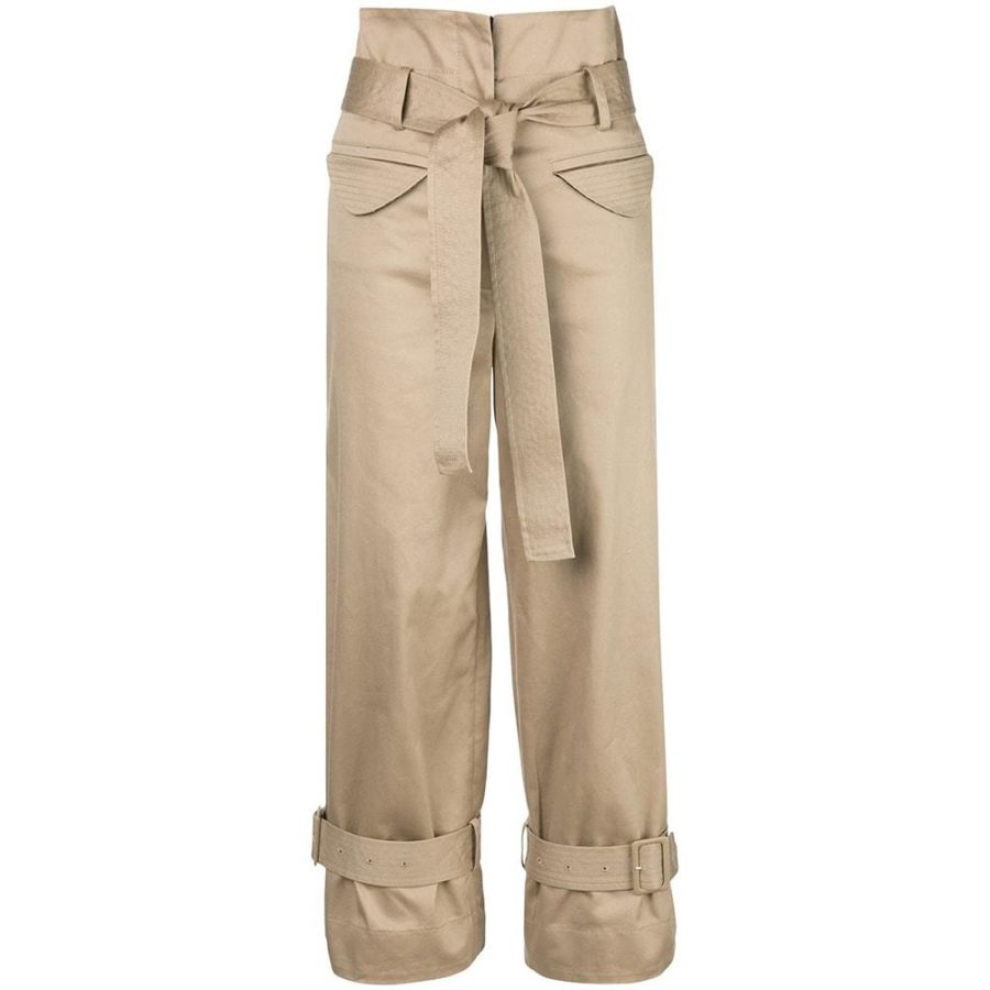 Alexis Vicente Belted Twill Pants in Tan RRP$546 XS Zoom Boutique Store pants Alexis Vicente Belted Twill Pants in Tan | Zoom Boutique