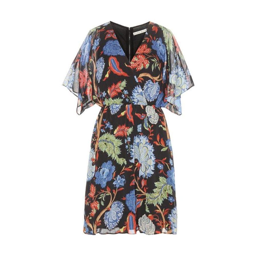 Alice + Olivia Cay Alder Floral Batwing Dolman Sleeves Mini Dress US2 Zoom Boutique Store dress Alice + Olivia Cay Alder Floral Dolman Sleeves Dress | Zoom Boutique