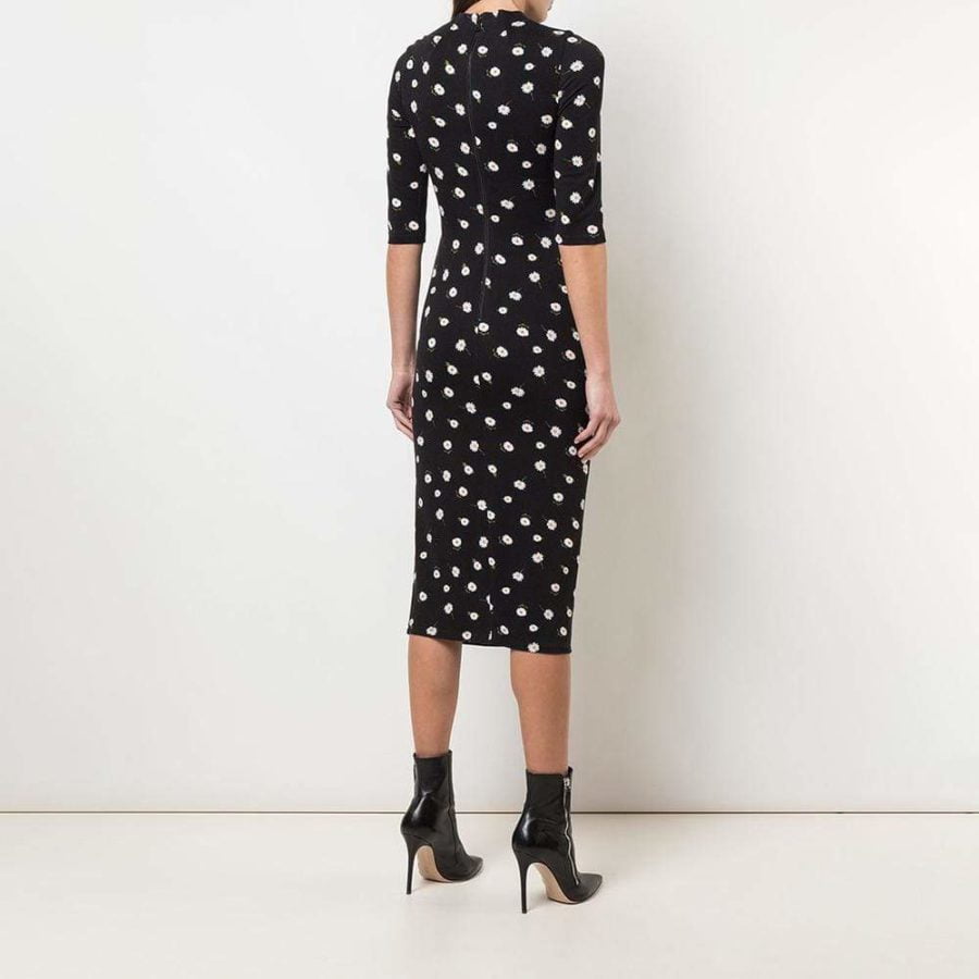 Alice + Olivia Delora Daisies Fitted Jersey Midi Dress RRP$330 - Zoom Boutique Store