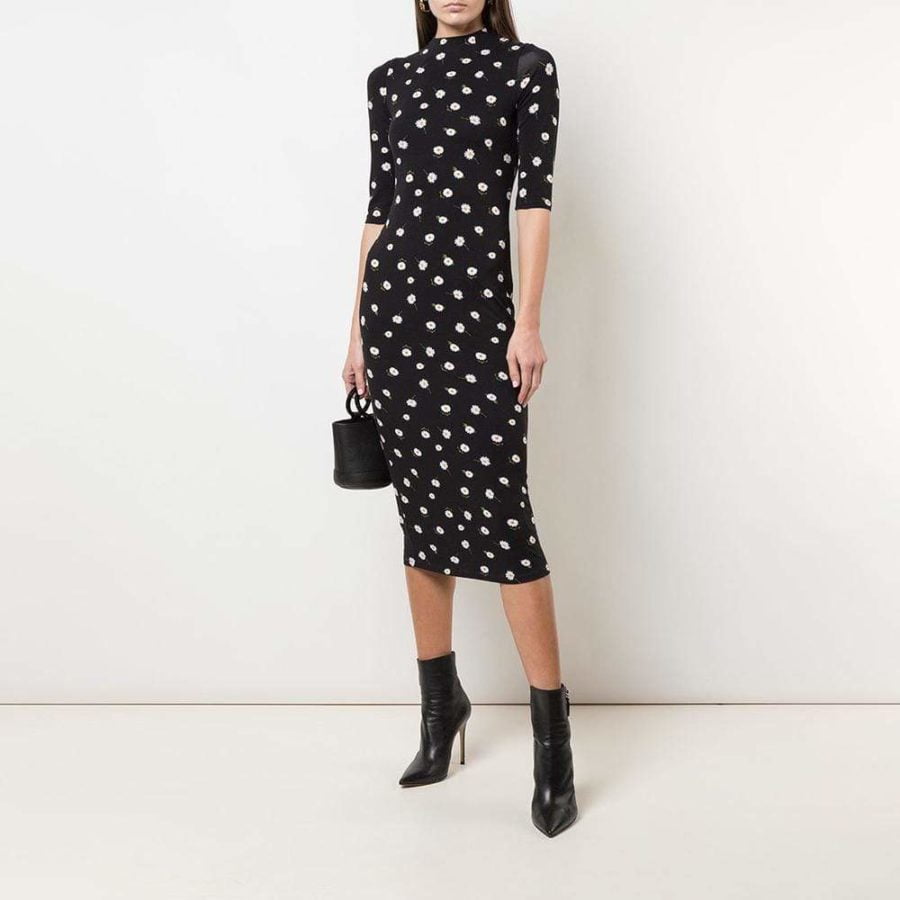 Alice + Olivia Delora Daisies Fitted Jersey Midi Dress RRP$330 - Zoom Boutique Store