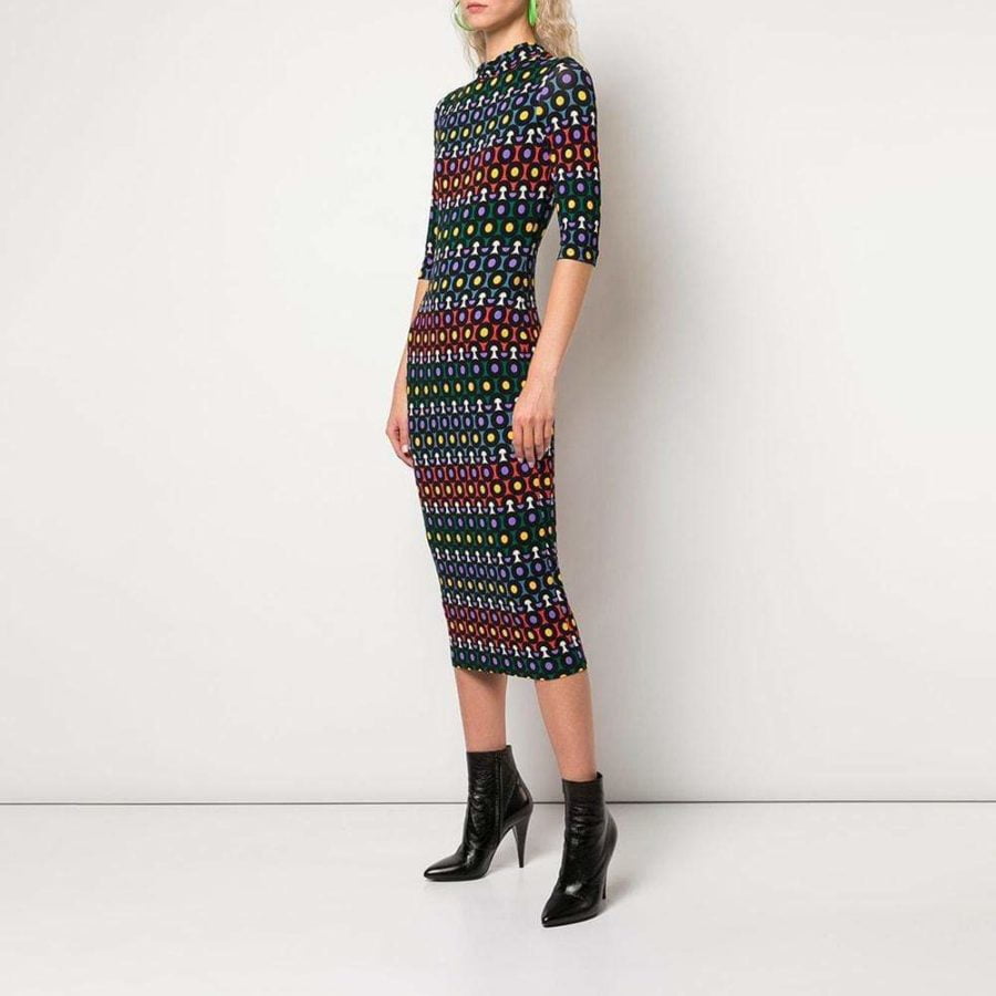 Alice + Olivia Delora Geometric Fitted Jersey Midi Dress RRP$330 Zoom Boutique Store dress Alice + Olivia Delora Geometric Fitted Jersey Dress | Zoom Boutique