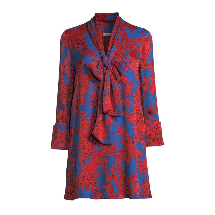 Alice + Olivia Gwenda Floral Paneled Tunic A Line Crepe Dress RRP$490 XS Zoom Boutique Store dress Alice + Olivia Gwenda Floral Paneled Tunic A Line Dress| Zoom Boutique