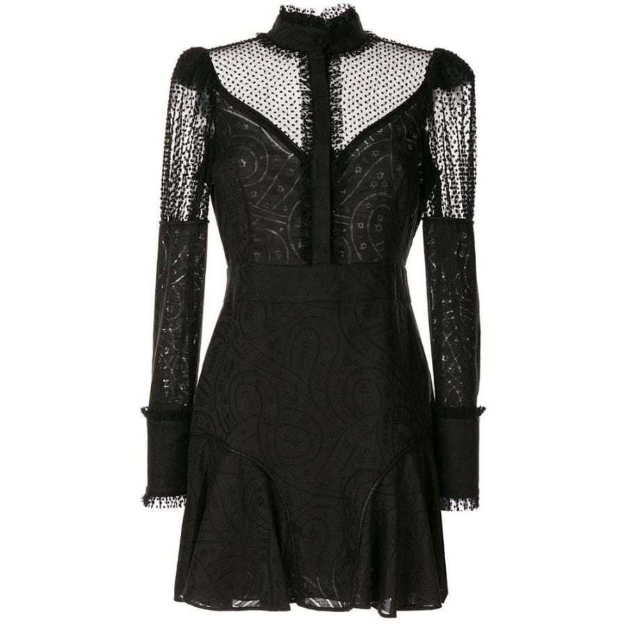 ALEXIS Madilyn Lace Panel Mini Dress RRP$766 XS / Black Zoom Boutique Store dress ALEXIS Madilyn Lace Panel Mini Dress | Zoom Boutique