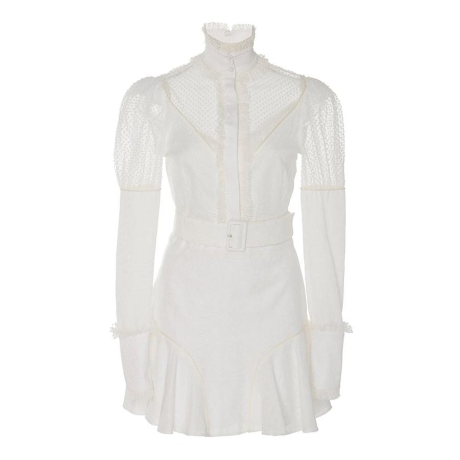 ALEXIS Madilyn Lace Panel Mini Dress RRP$766 XS / White Zoom Boutique Store dress ALEXIS Madilyn Lace Panel Mini Dress | Zoom Boutique