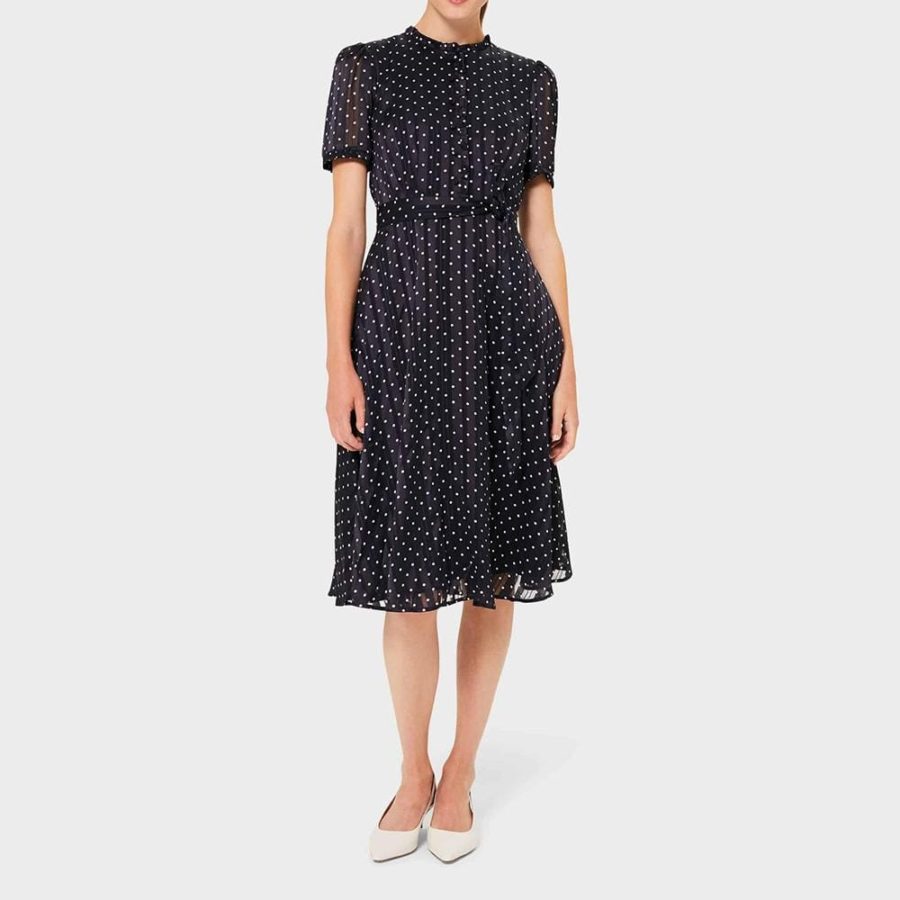 Hobbs Mae Jacquard Spot Fit & Flare Shirt Dress RRP$279 - Zoom Boutique Store