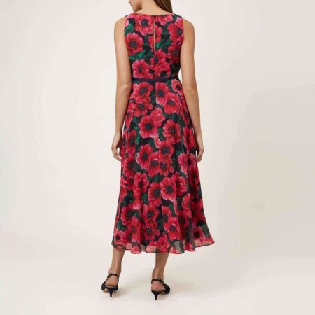 Hobbs Purple Carly Fit & Flare Floral Midi Skirt Dress RRP$355 - Zoom Boutique Store