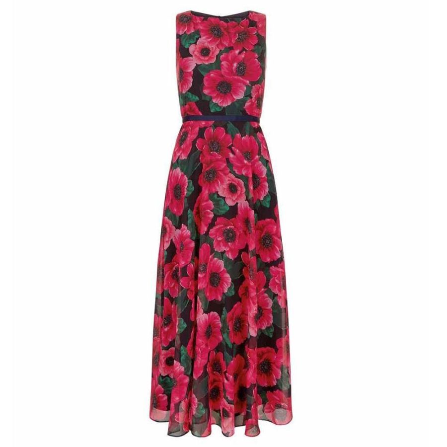 Hobbs Purple Carly Fit & Flare Floral Midi Skirt Dress RRP$355 - Zoom Boutique Store