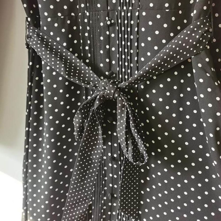 Hobbs Thea Polka Dot Spot Fit & Flare Tie Waist Midi Shirt Dress Zoom Boutique Store dress Hobbs Thea Polka Dot Spot Fit & Flare Midi Shirt Dress | Zoom Boutique
