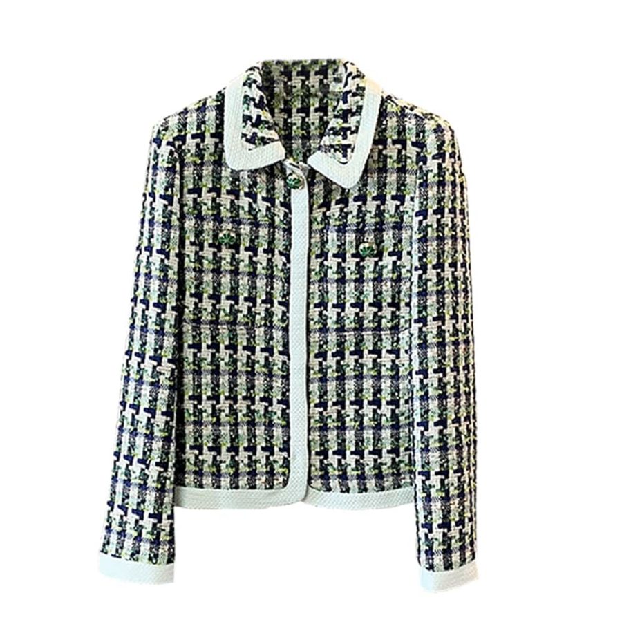 Kate Spade Cotton Pop Tweed Collared Jacket Juniper RRP$548 0 Zoom Boutique Store jacket Kate Spade Cotton Pop Tweed Collared Jacket Juniper | Zoom Boutique