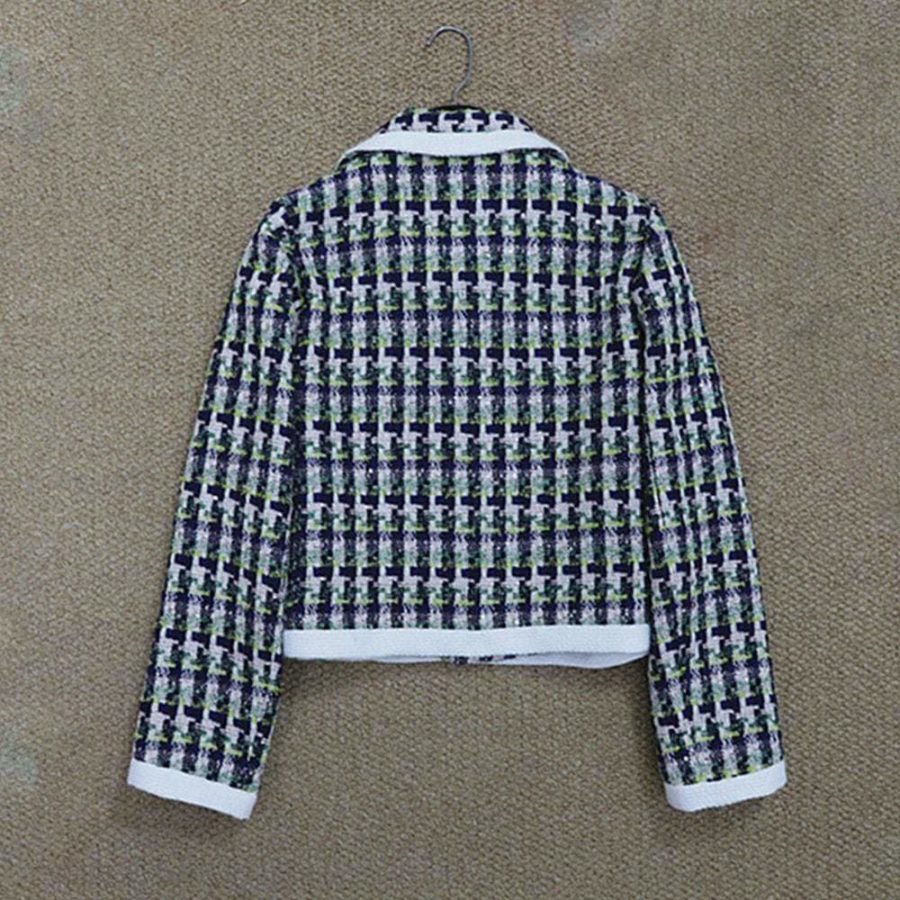 Kate Spade Cotton Pop Tweed Collared Jacket Juniper RRP$548 Zoom Boutique Store jacket Kate Spade Cotton Pop Tweed Collared Jacket Juniper | Zoom Boutique