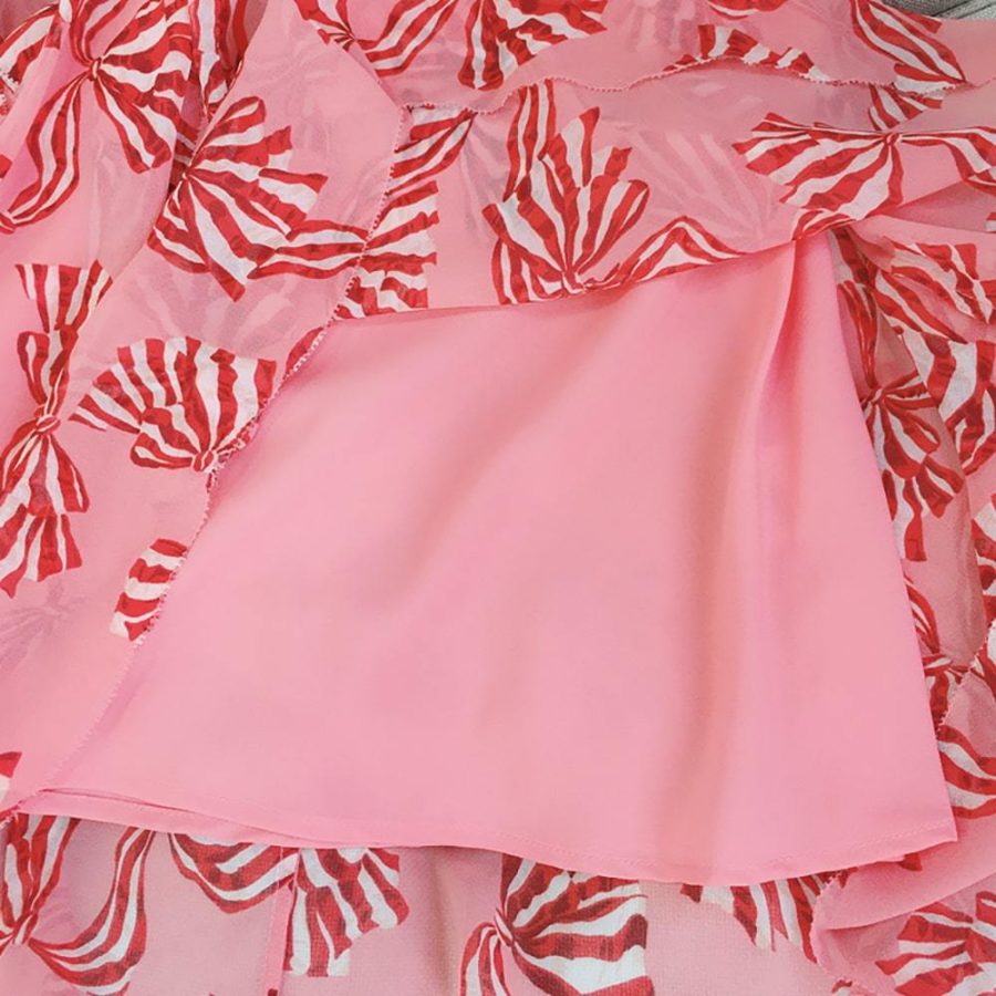 L.K.Bennett Mimi Pink Bow Print Self Tie Flare Midi Dress Zoom Boutique Store dress L.K.Bennett Mimi Pink Bow Print Self Tie Midi Dress | Zoom Boutique