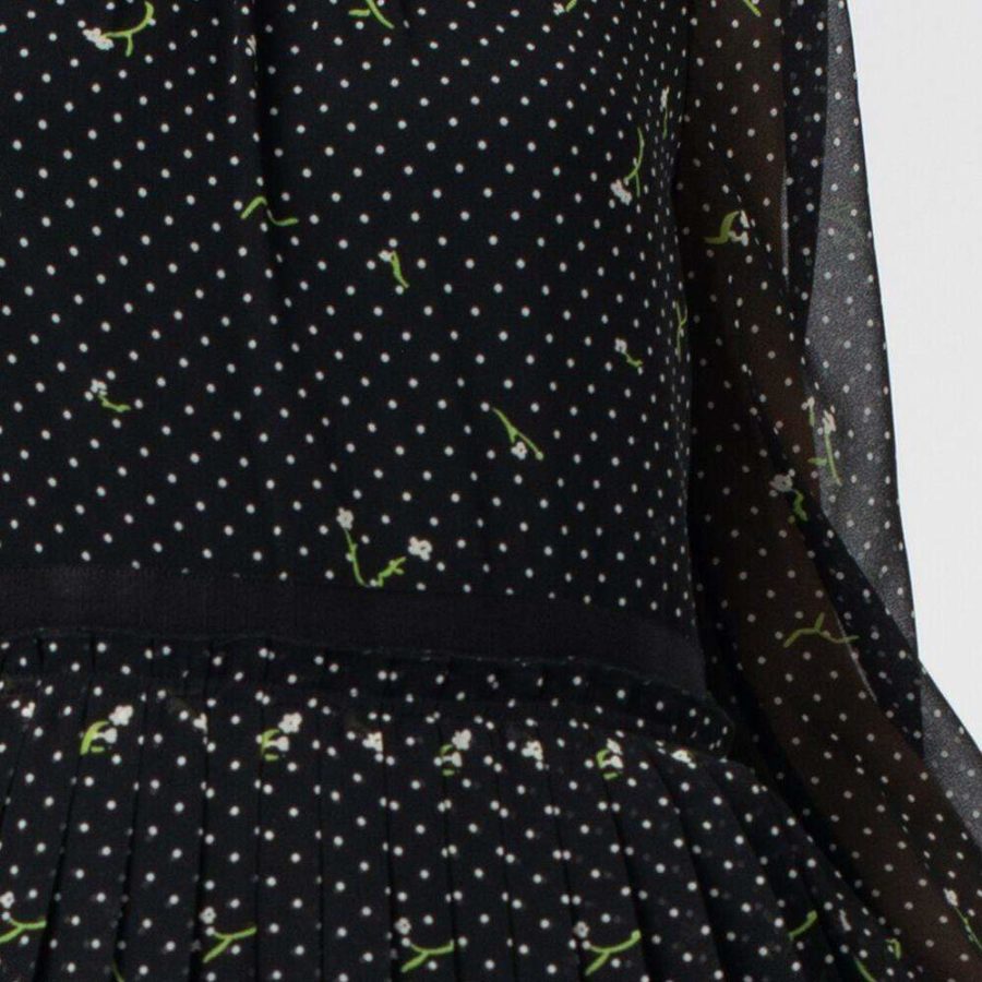 L.K.Bennett Avery Border Floral Polka Dot Pleated Flared Midi Dress Zoom Boutique Store dress L.K.Bennett Avery Border Floral Polka Dot Pleated Dress |Zoom Boutique