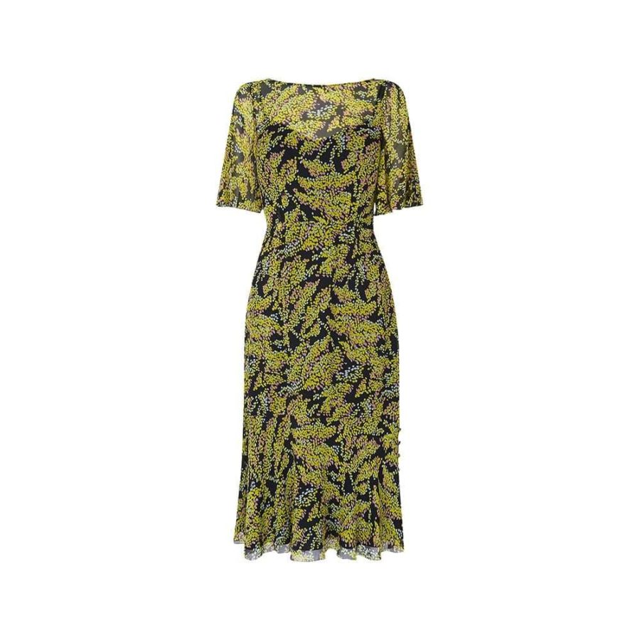 L.K. Bennett Holli Chiffon Frill Detail Fit & Flare Dress RRP$285 UK8 Zoom Boutique Store dress L.K. Bennett Holli Chiffon Frill Fit & Flare Dress | Zoom Boutique