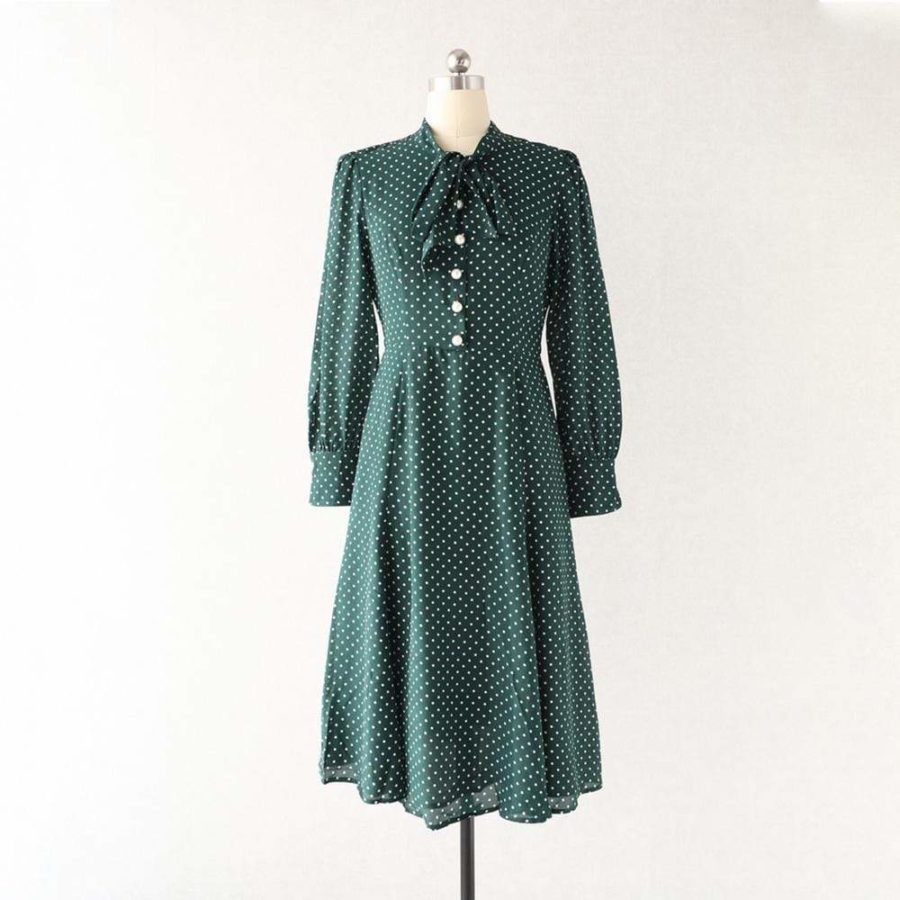L. K. Bennett Mortimer Green Polka Dot Silk Dress RRP$425 - Zoom Boutique Store