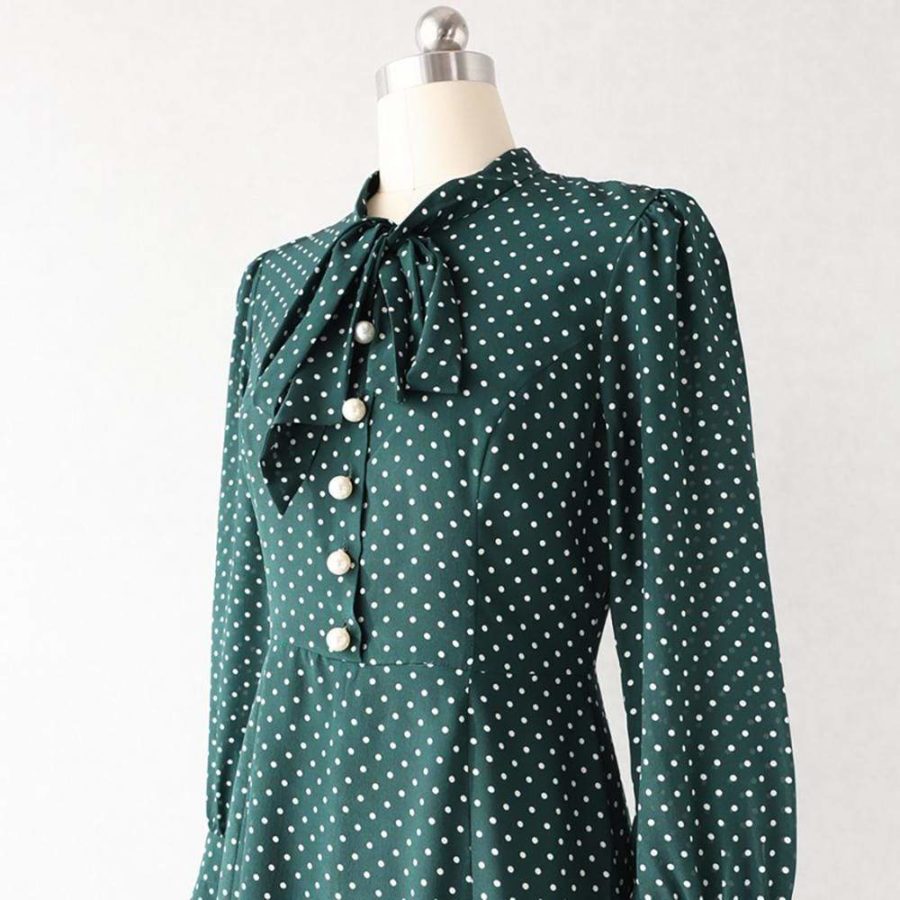 L. K. Bennett Mortimer Green Polka Dot Silk Dress RRP$425 - Zoom Boutique Store