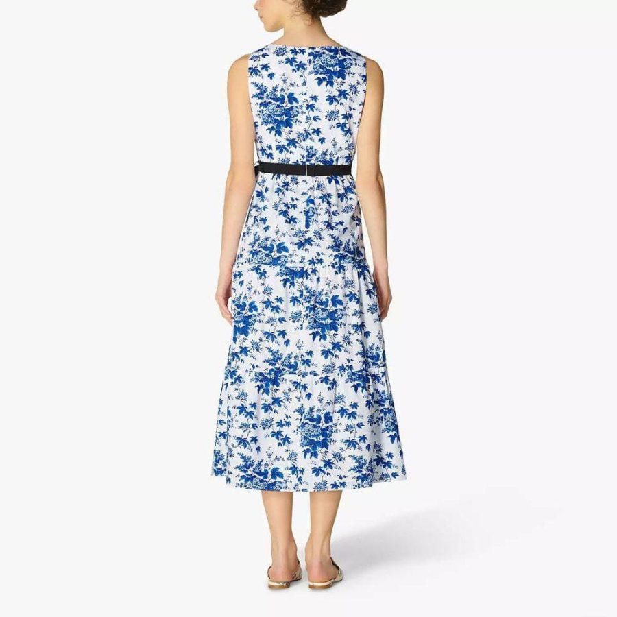 L.K.Bennett Blue X Royal Ascot Hodgkin Floral Print Midi Dress - Zoom