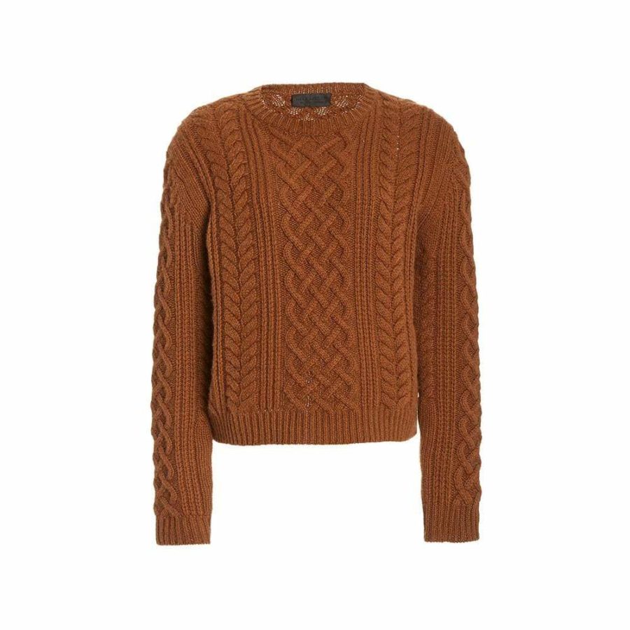 Nili Lotan Jodelle Cable Rib Knit Cashmere Sweater Jumper RRP$1239 XS / Brown Zoom Boutique Store sweater Nili Lotan Jodelle Cable Knit Cashmere Sweater Jumper | Zoom Boutique