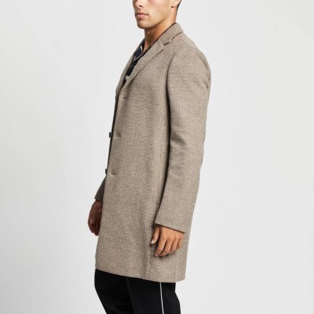 Reiss Barbera Wool Blend Checked Overcoat Oatmeal Check Zoom Boutique Store coat Reiss Barbera Wool Blend Checked Overcoat | Zoom Boutique