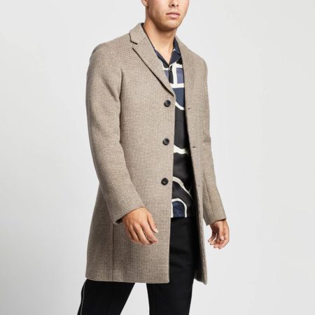 Reiss Barbera Wool Blend Checked Overcoat Oatmeal Check Zoom Boutique Store coat Reiss Barbera Wool Blend Checked Overcoat | Zoom Boutique
