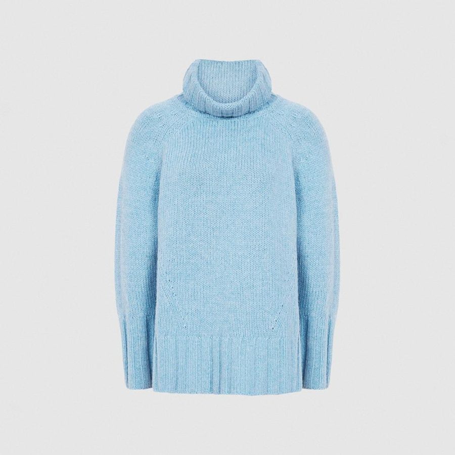Reiss Eve Wool Cashmere Blend Roll Neck Knit Jumper RRP$275 XS / Pale Blue Zoom Boutique Store jumper Reiss Eve Wool Cashmere Blend Roll Neck Knit Jumper | Zoom Boutique