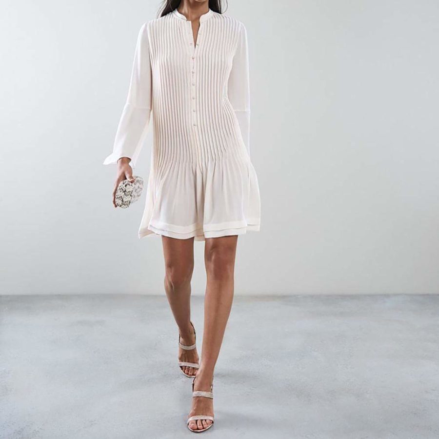 Reiss SYLVAN Pleated Long Sleeve Shirt Dress RRP$295 - Zoom Boutique Store