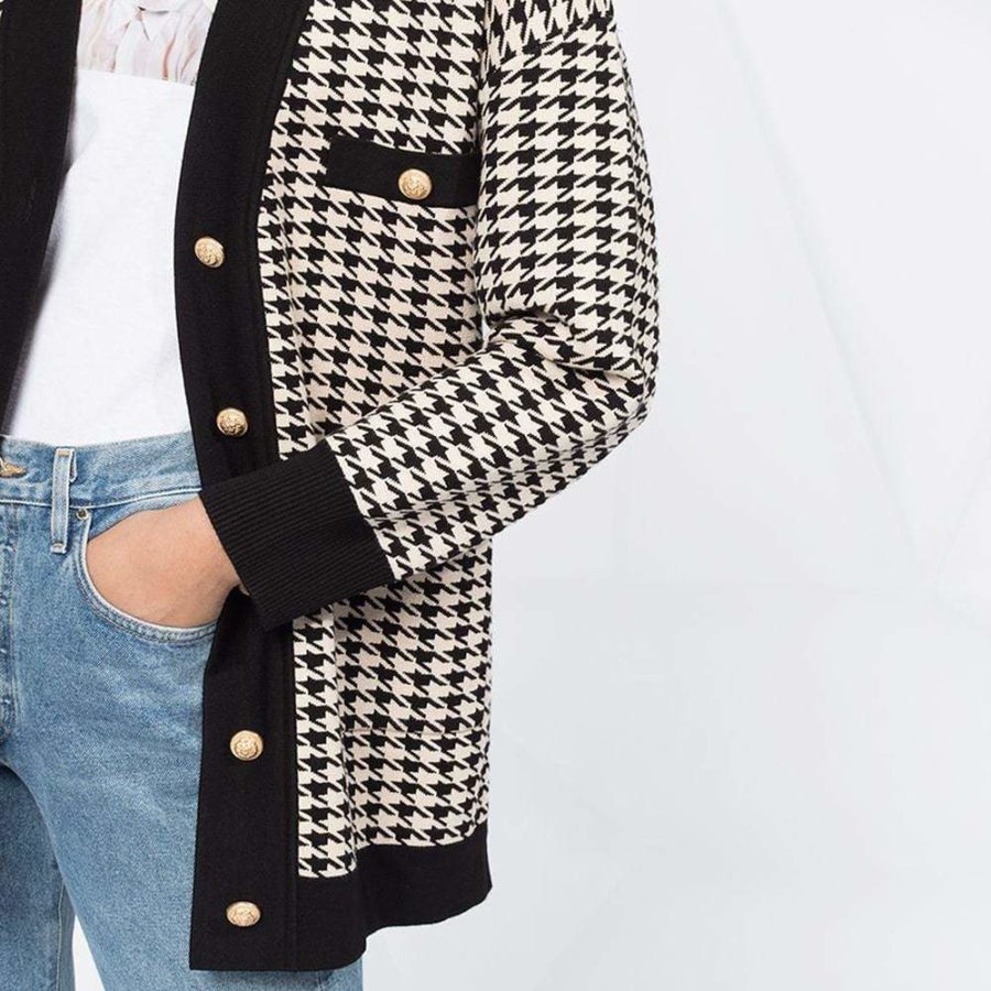 Sandro Dane Houndstooth Oversized Knitted Cardigan RRP$370 Zoom Boutique Store cardigan Sandro Dane Houndstooth Oversized Knitted Cardigan | Zoom Boutique