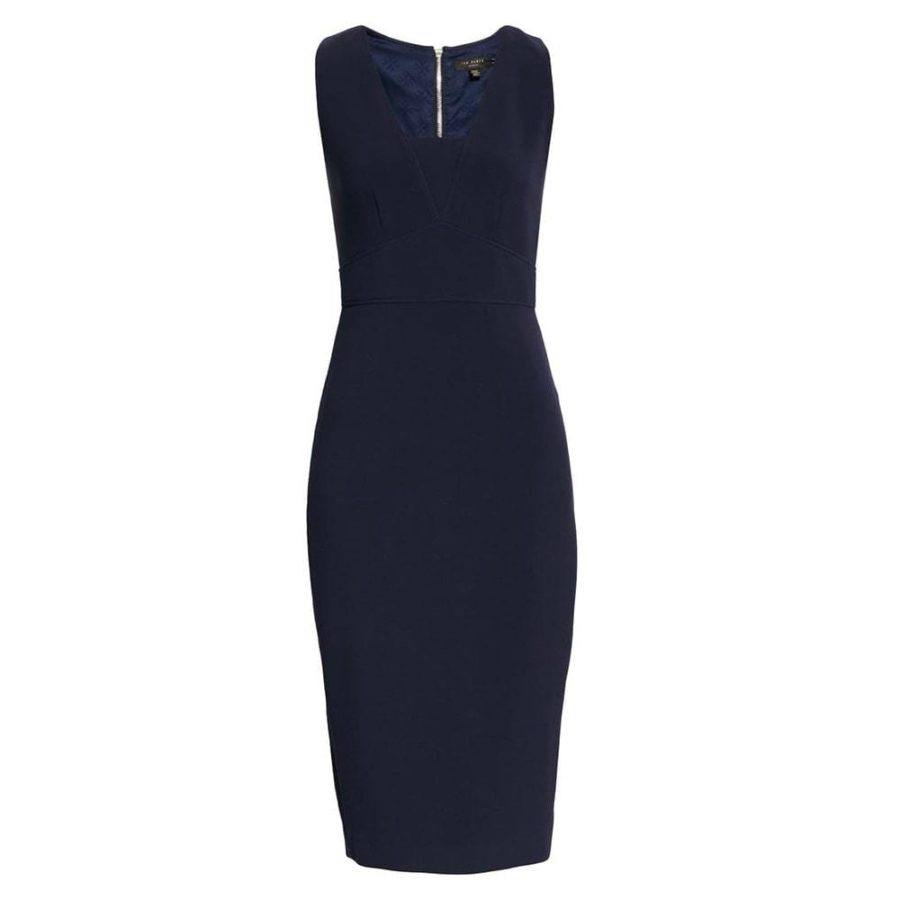 Ted Baker Astrid Seam Detail Zip Back Pencil Dress 0 / Navy Zoom Boutique Store dress Ted Baker Astrid Seam Detail Zip Back Pencil Dress | Zoom Boutique