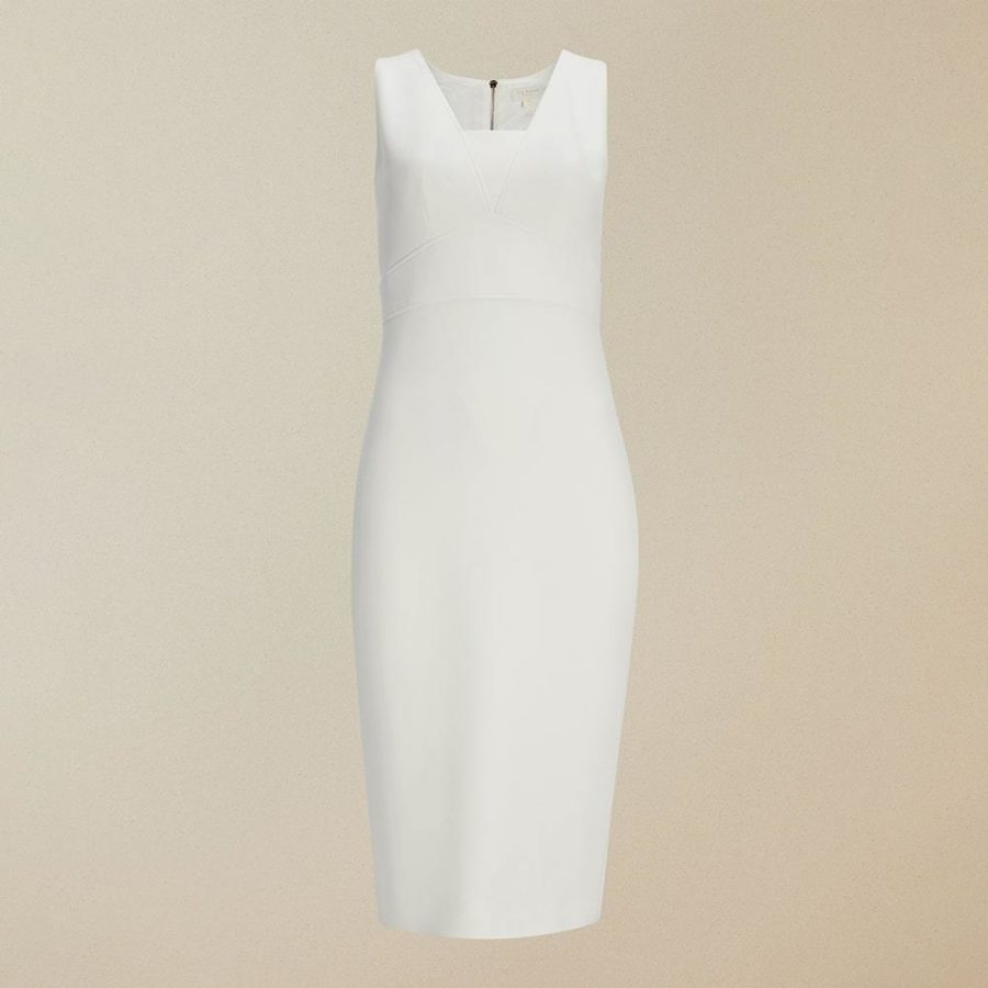 Ted Baker Astrid Seam Detail Zip Back Pencil Dress 0 / White Zoom Boutique Store dress Ted Baker Astrid Seam Detail Zip Back Pencil Dress | Zoom Boutique
