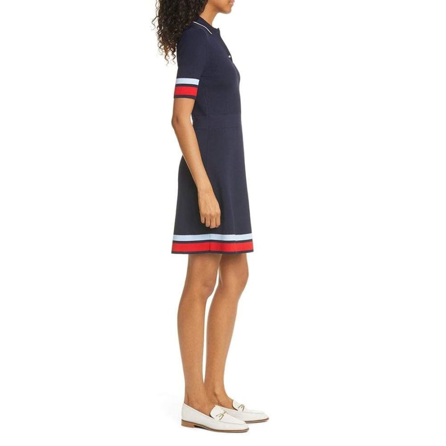 Ted Baker Blue Yniaa Stripe Detail Mockable Fitted Dress RRP$259 Zoom Boutique Store dress Ted Baker Blue Yniaa Stripe Detail Mockable Dress | Zoom Boutique