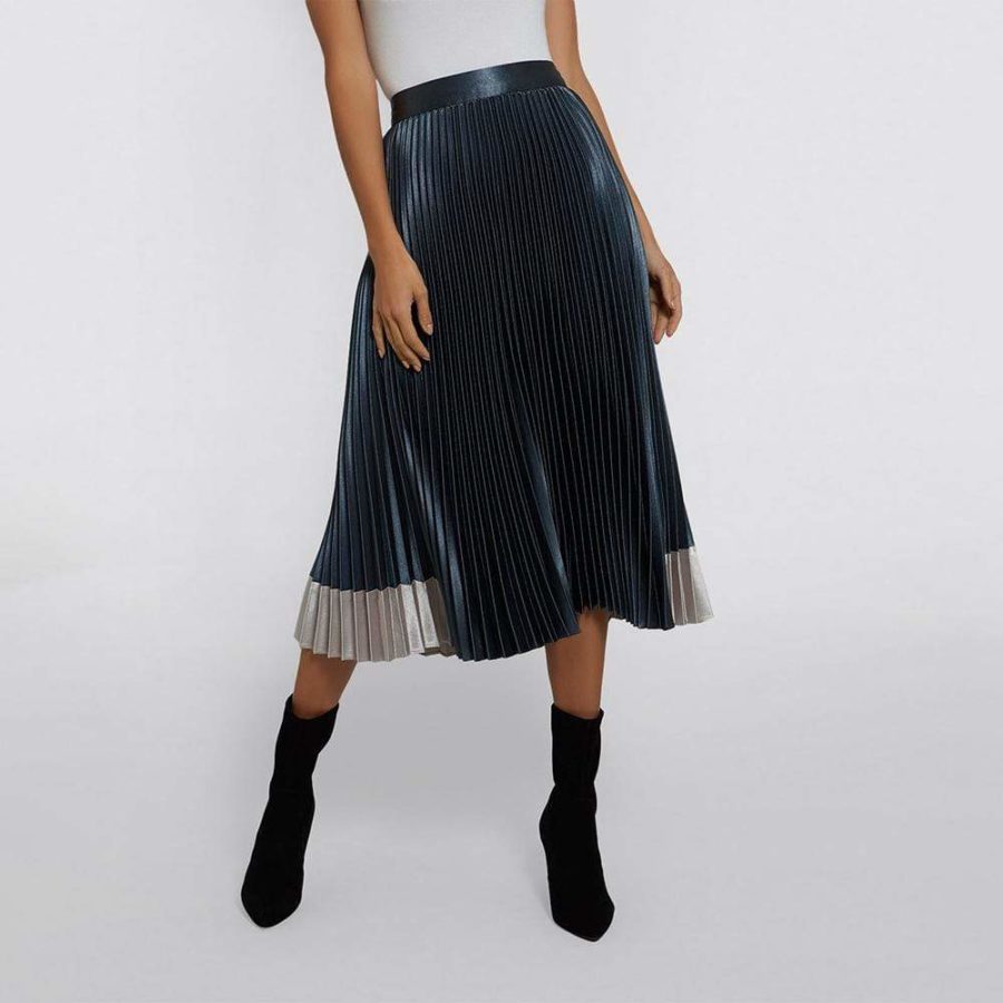 Ted Baker Glaycie Contrast Panel Pleated Midi Skirt RRP$245 - Zoom Boutique Store