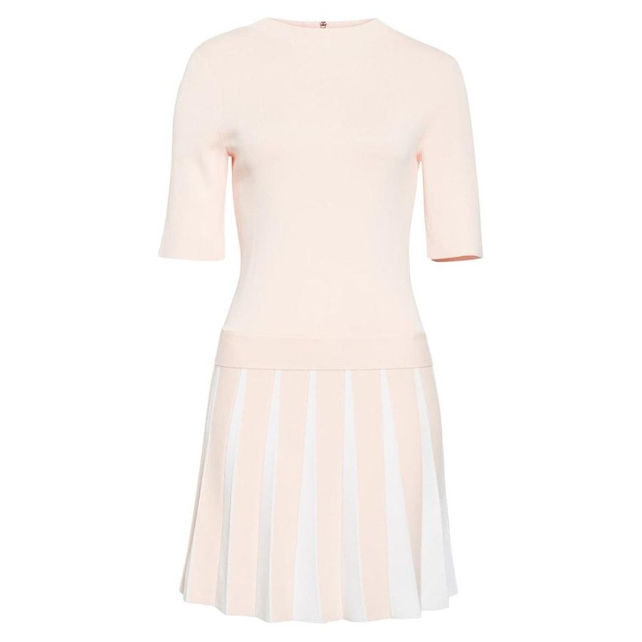 Ted Baker Hethia Pleat Knit Layered Short Sleeves Dress RRP$259 0 / Pink Zoom Boutique Store dress Ted Baker Hethia Pleat Knit Layered Dress | Zoom Boutique