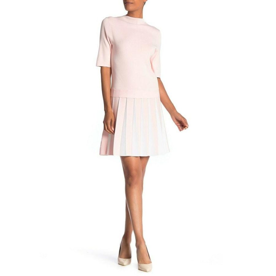 Ted Baker Hethia Pleat Knit Layered Short Sleeves Dress RRP$259 Zoom Boutique Store dress Ted Baker Hethia Pleat Knit Layered Dress | Zoom Boutique