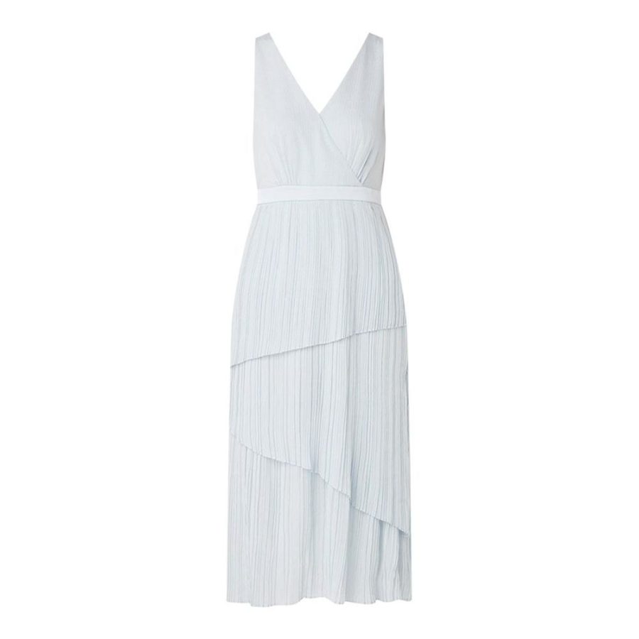 Ted Baker Ionaa Melodi Pleated Tired V Neck Midi Dress 1 / Light Blue Zoom Boutique Store dress Ted Baker Ionaa Melodi Pleated Tired V Neck Midi Dress | Zoom Boutique
