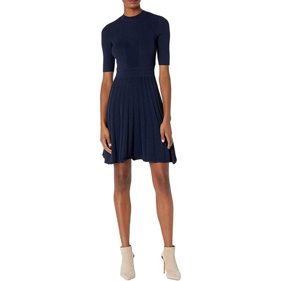 Ted Baker Olivinn Mix Stitch Fit & Flare Sweater Dress RRP$259 Zoom Boutique Store dress Ted Baker Olivinn Mix Stitch Fit & Flare Sweater Dress | Zoom Boutique