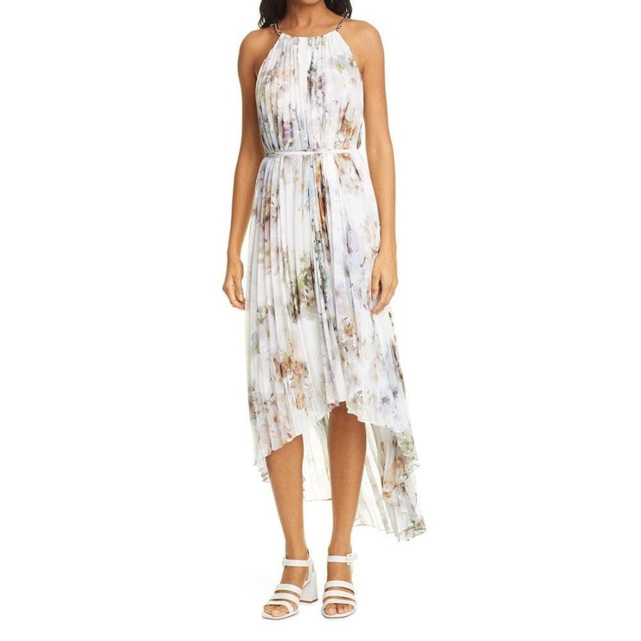 Ted Baker Pettraa Vanilla Dip Hem Pleated High Low Dress Zoom Boutique Store dress Ted Baker Pettraa Vanilla Dip Hem High Low Dress | Zoom Boutique