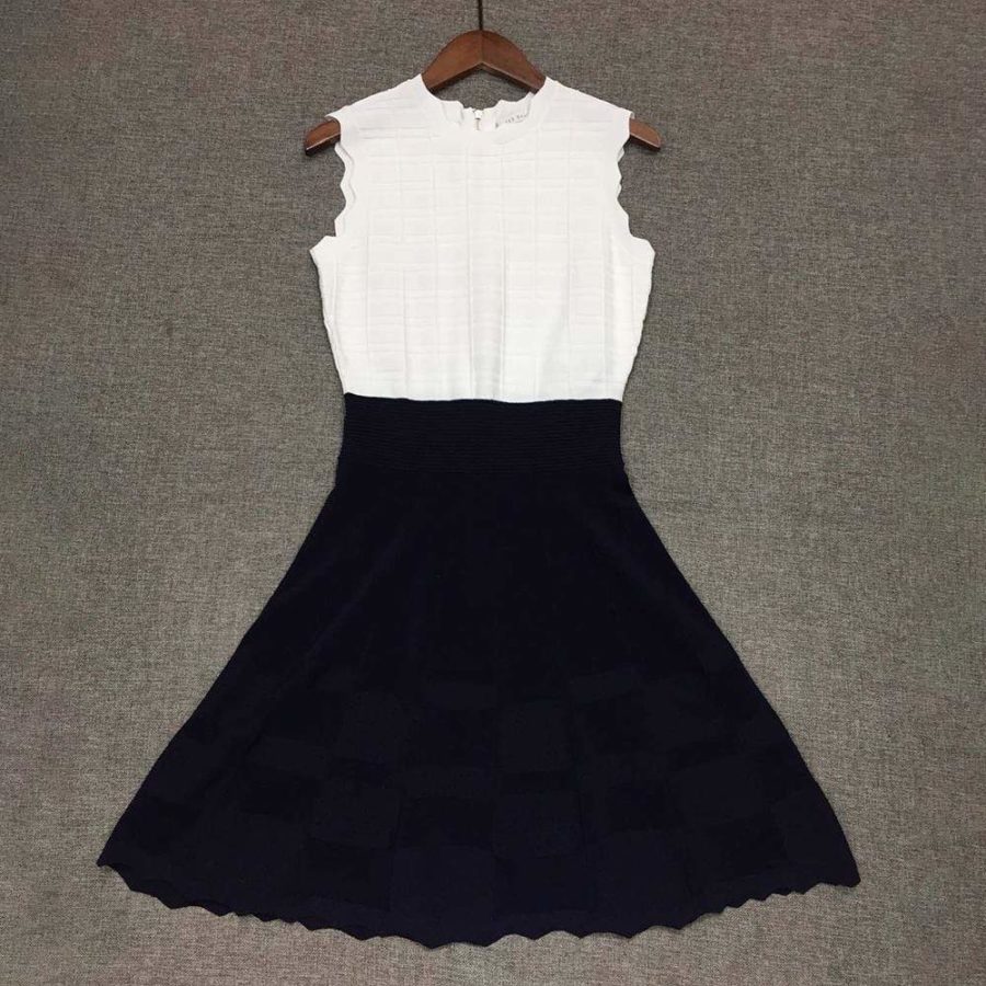 Ted Baker Polino Contrast Skirt Scalloped Knitted Dress RRP$279 - Zoom Boutique Store