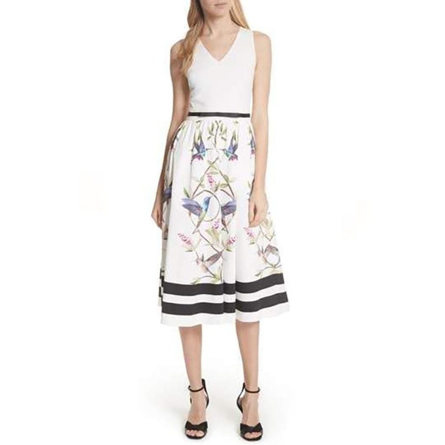 Ted Baker Reice Hummingbird High Grove Midi Dress RRP$349 - Zoom Boutique Store