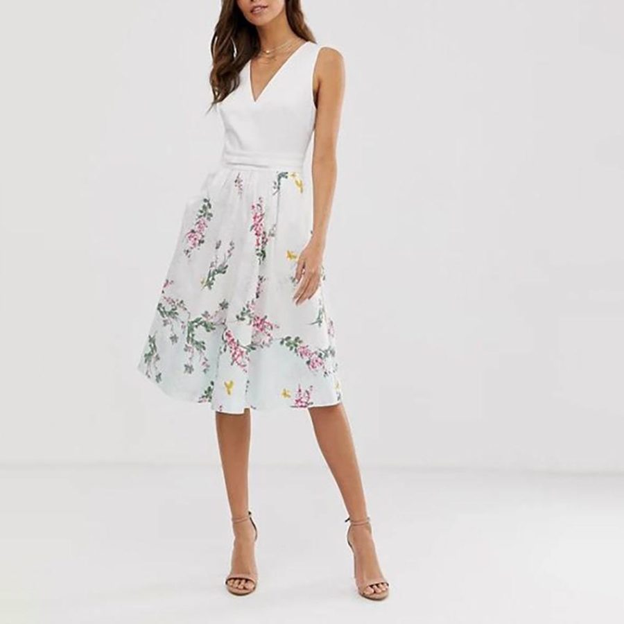 Ted Baker Reyyne Stretch Cotton Fit & Flare Midi Dress Zoom Boutique Store dress Ted Baker Reyyne Stretch Cotton Fit & Flare Midi Dress | Zoom Boutique