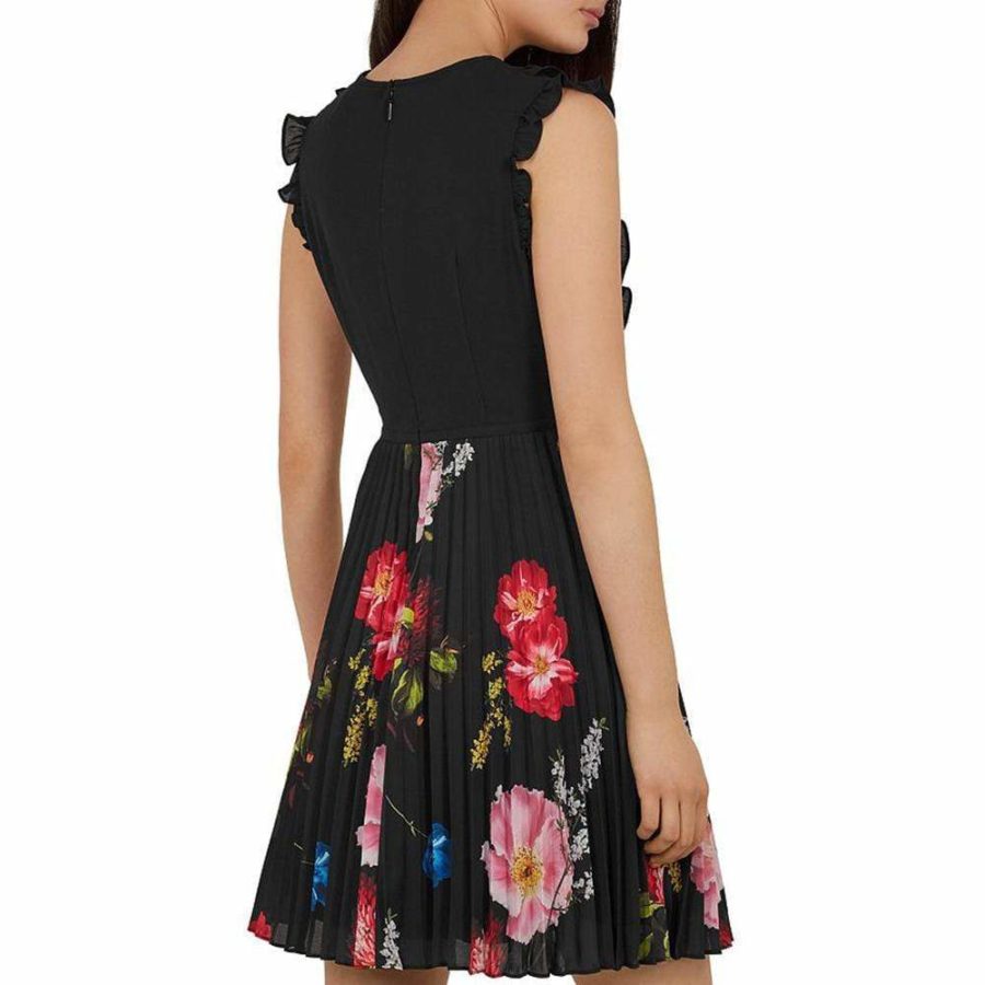 Ted Baker Rommanna Tie Neck Pleated Dress RRP$283 - Zoom Boutique Store