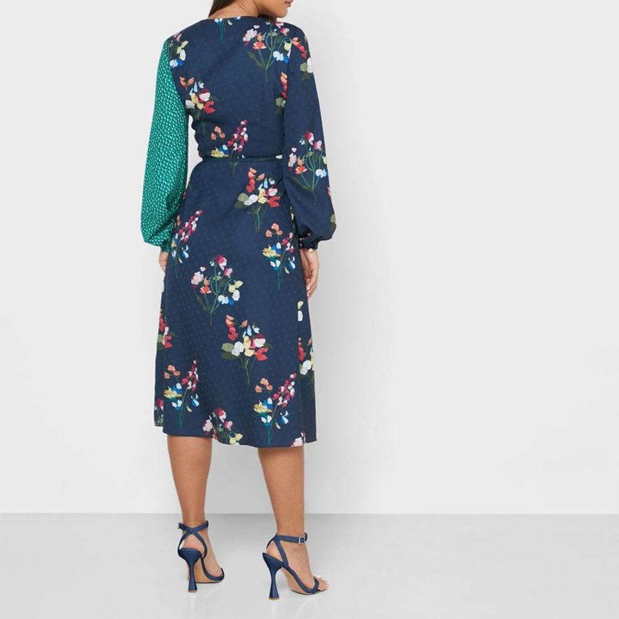 Ted Baker Talissa Peppermint Mix Print Faux Wrap Midi Dress Zoom Boutique Store dress Ted Baker Talissa Peppermint Faux Wrap Midi Dress | Zoom Boutique