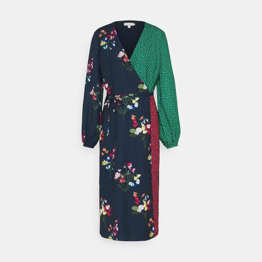 Ted Baker Talissa Peppermint Mix Print Faux Wrap Midi Dress 0 Zoom Boutique Store dress Ted Baker Talissa Peppermint Faux Wrap Midi Dress | Zoom Boutique
