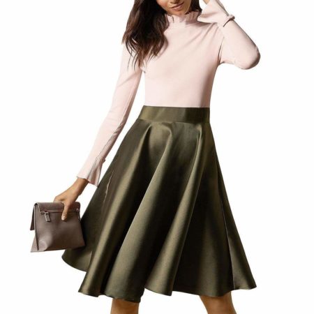 Ted Baker Zadi Knit Frilled Fit & Flare Combo Midi Dress RRP$349 - Zoom Boutique Store
